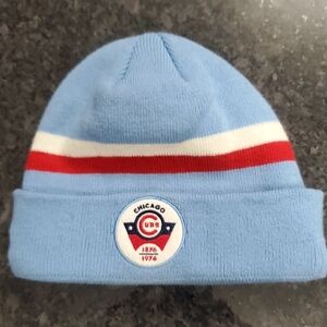 Chicago Cubs Cooperstown Theme New Era Light Blue Beanie With RedWhite Stripe